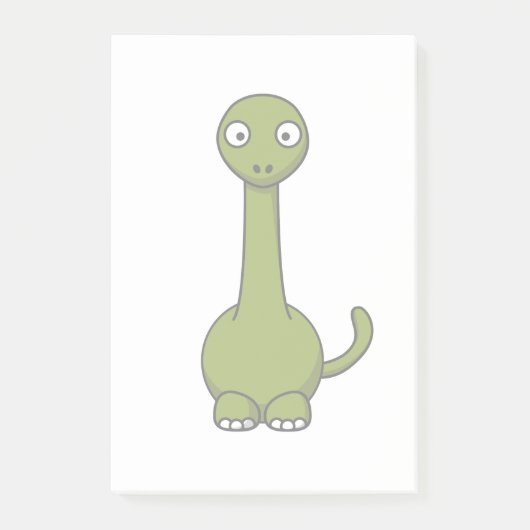 Grüner Brontosaurus-Cartoon Post-it Klebezettel (Vorderseite)