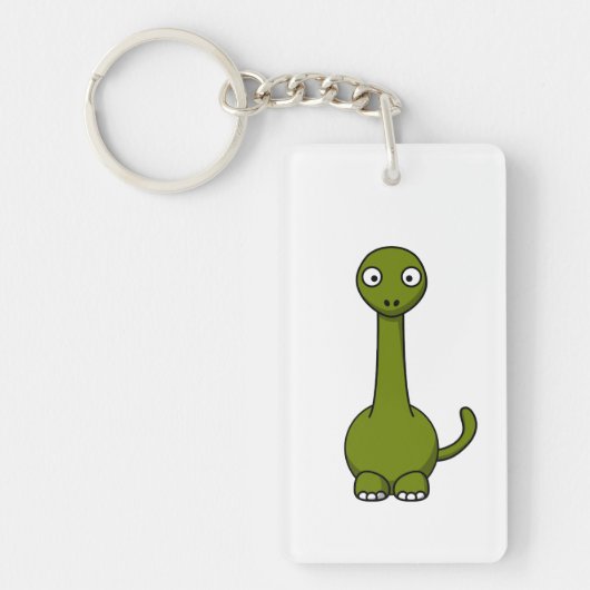 Grüner Brontosaurus-Cartoon Schlüsselanhänger (Vorderseite)