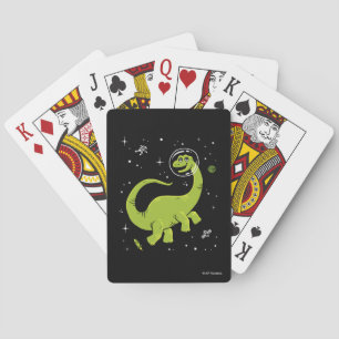 Grüner Brontosaurus Dinos im Weltraum Spielkarten