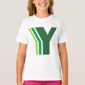 Grüner Buchstabe Y Geometrische Streifen Monogramm T-Shirt (Vorderseite)
