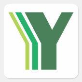 Grüner Buchstabe Y Quadratischer Aufkleber (Vorderseite)