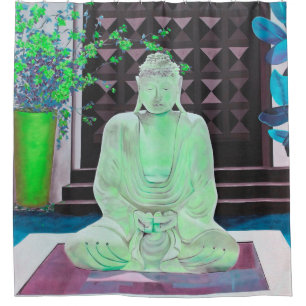 Grüner Buddha-Duschvorhang Duschvorhang