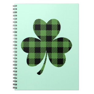 Grüner Buffalo-Kariert-Shamrock-Kleeblatt-Design-6 Notizblock