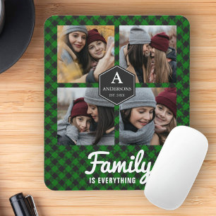 Grüner Buffalo-Karo-Holzfäller-Fotocollage Mousepad