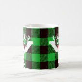 Grüner Büffel-Kariert-Elch-Weihnachtskranz Kaffeetasse (Mittel)