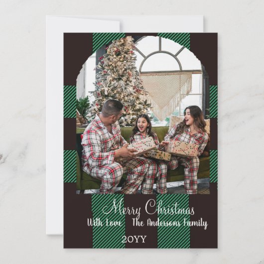 Grüner Büffel kariert Feiertagskarte (Vorderseite)