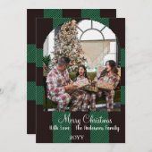 Grüner Büffel kariert Feiertagskarte (Vorne/Hinten)