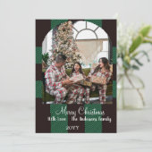 Grüner Büffel kariert Feiertagskarte (Stehend Vorderseite)