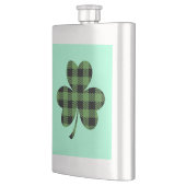 Grüner Büffel-Kariert Shamrock Kleeblatt Design-61 Flachmann (Links)