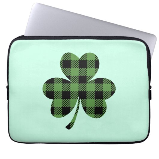 Grüner Büffel-Kariert Shamrock Kleeblatt Design-61 Laptopschutzhülle (Vorderseite)