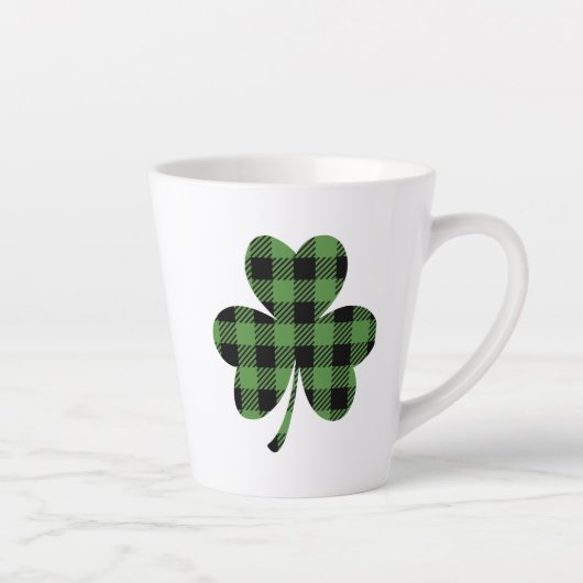 Grüner Büffel-Kariert Shamrock Kleeblatt Design-61 Milchtasse (Rechts)