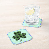 Grüner Büffel-Kariert Shamrock Kleeblatt Design-61 Untersetzer (Vor Ort)