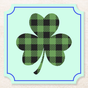 Grüner Büffel-Kariert Shamrock Kleeblatt Design-61 Untersetzer