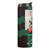 Grüner Büffel kariert Thermosbecher (Nach links gedreht)