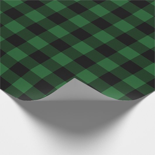 Grüner Büffel-kariertes Geschenkpapier (Ecke)