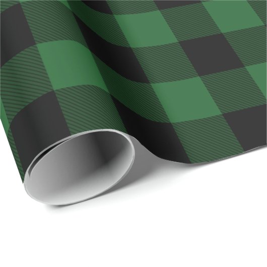 Grüner Büffel-kariertes Geschenkpapier (Rolleneckpunkt)