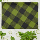 Grüner Büffel-Karo-Garten Geschirrtuch (Gefaltet)