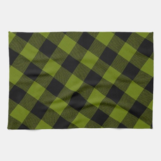 Grüner Büffel-Karo-Garten Geschirrtuch (Horizontal)