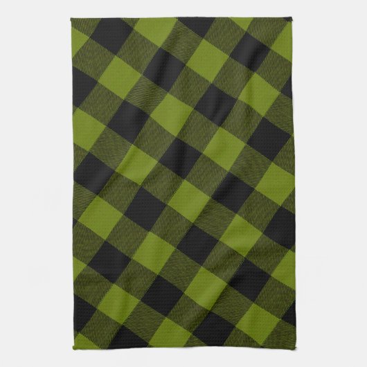 Grüner Büffel-Karo-Garten Geschirrtuch (Vertikal)