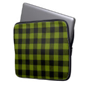 Grüner Büffel-Karo-Garten Laptopschutzhülle (Vorderseite Links)