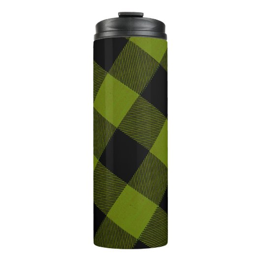 Grüner Büffel-Karo-Garten Thermosbecher (Vorderseite)