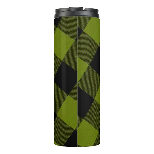 Grüner Büffel-Karo-Garten Thermosbecher (Rückseite)