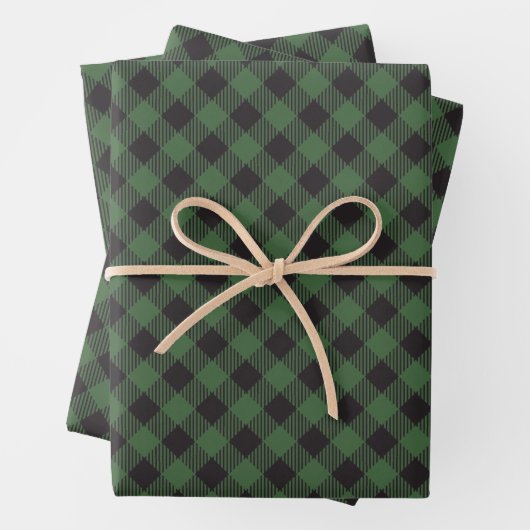 Grüner Büffel-Karo-Scheck Geschenkpapier Set (Beispiel)