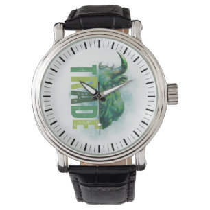 Grüner Bulle Handelsdesign Armbanduhr