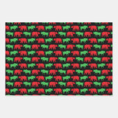 Grüner Bulle & Roter Bär, DIY-Farbe BG, Schwarz Ws Geschenkpapier Set (Vorderseite 2)