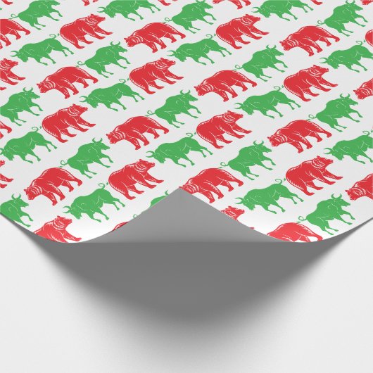 Grüner Bulle & Roter Bär, DIY-Farbhintergrund, Wei Geschenkpapier (Ecke)