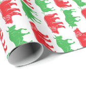 Grüner Bulle & Roter Bär, DIY-Farbhintergrund, Wei Geschenkpapier (Rolleneckpunkt)