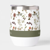 Grüner Burgunder-Wildblumen-Monogramm-Name (Rechts)