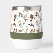Grüner Burgunder-Wildblumen-Monogramm-Name (Links)