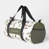 Grüner Burgunder-Wildblumen-Monogramm-Name Duffle Bag (Rechte Ecke)