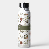 Grüner Burgunder-Wildblumen-Monogramm-Name Trinkflasche (Links)