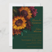 Grüner Burnt Orange Bloral Hochzeit Einladung (Vorderseite)