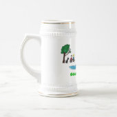 Grüner Bus wagt Stein Bierglas (Links)