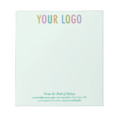 Grüner Business-Notepad mit Logo vom Schreibtisch Notizblock (Vorderseite)