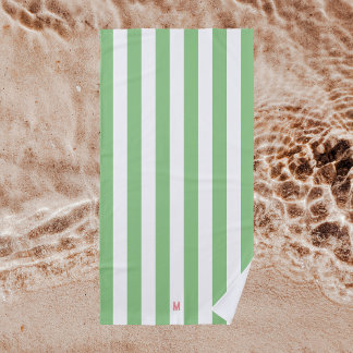 Grüner Cabana Streifen und Personalisiert rosa Mon Strandtuch