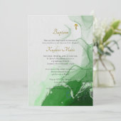Grüner Canyon Textur Orthodoxe Christliche Taufe Einladung (Stehend Vorderseite)