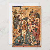 Grüner Canyon Textur Orthodoxe Christliche Taufe Einladung (Rückseite)