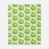 Grüner Cartoon Apfelfruchtmuster Fleecedecke (Vorderseite)