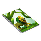 Grüner Cartoon-Löwe im Wald Notizblock (Rechte Seite)