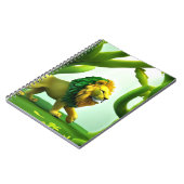 Grüner Cartoon-Löwe im Wald Notizblock (Linke Seite)