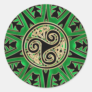 Grüner Celtic Triskele Mandala-Aufkleber Runder Aufkleber