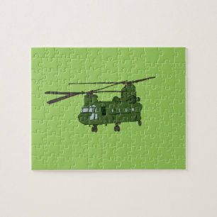 Grüner CH-47 Chinook Militär-Hubschrauber Puzzle