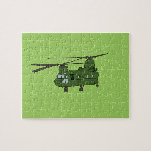 Grüner CH-47 Chinook Militär-Hubschrauber Puzzle (Horizontal)