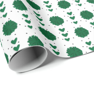 Grüner Chef Pom Poms & Hearts Muster Geschenkpapier