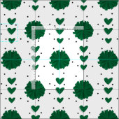 Grüner Chef Pom Poms & Hearts Muster Stoff (Kachel)