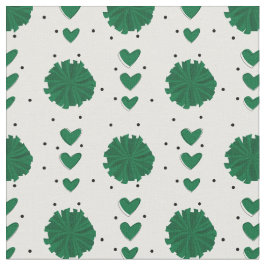 Grüner Chef Pom Poms & Hearts Muster Stoff